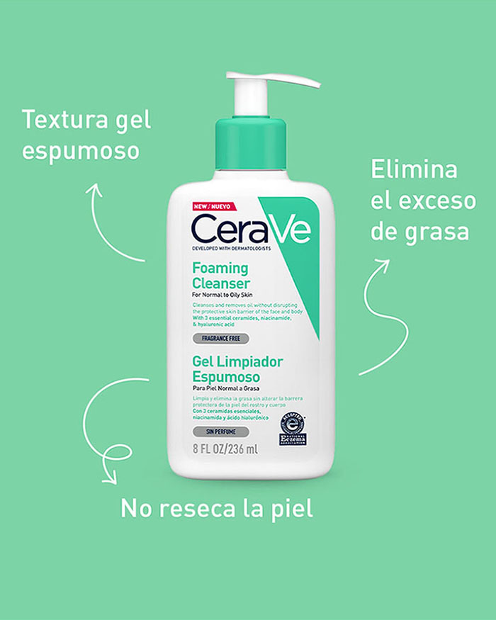 métrico vitalidad Interpretar Gel Limpiador Facial Espumoso Para Pieles Normales | Cerave