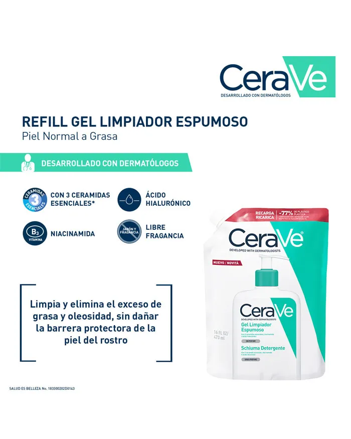 CeraVe Gel Limpiador Espumoso Refill: Limpieza e hidratación